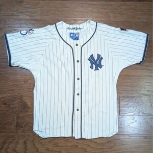 Vintage Starter New York Yankees Pinstripe Baseball Jersey Mens Medium MLB White